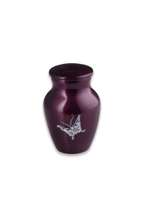 Keepsake Size Butterflies Urn - Mother of Pearl - Burgundy