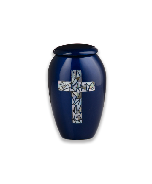 Keepsake Size Cross Urn -Mother of Pearl