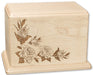 Laser Carved Roses Wood Cremation Urn - Maple