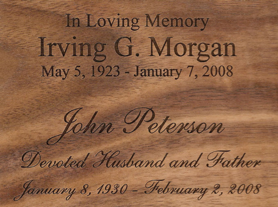 Sample of Engraving on Walnut 