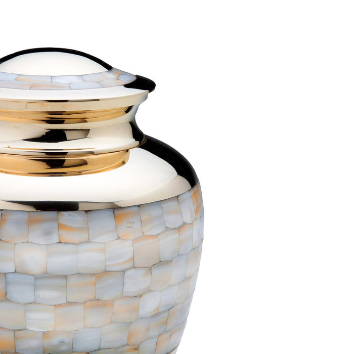 Mother of Pearl Brass Urn - Detail