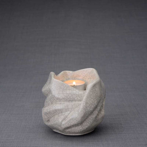 Luminous Tealight Candle Small Cremation Urn in Craquelure