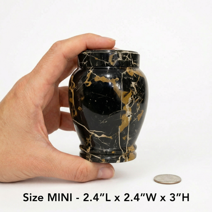 Lux - Black & Gold Marble Urn - Mini