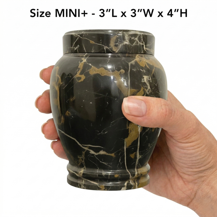 Lux - Black & Gold Marble Urn - Mini +