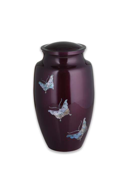 Standard Size Butterflies Urn -Mother of Pearl - Burgundy