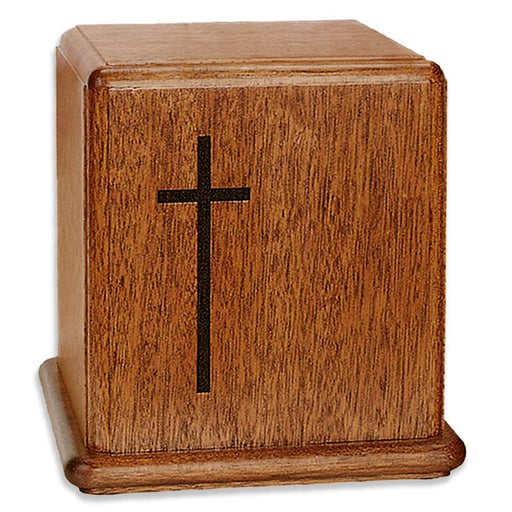 Cross Mahogany Wood Urn