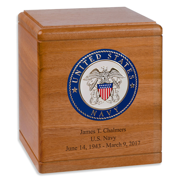 Freedom Solid Wood Military Cremation Urn Made in the USA