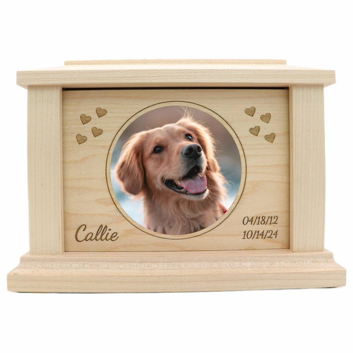 Circle Photo Framed Wooden Pet Urn