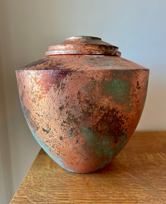 Maple Turned Urn with Patinated Copper Leaf 92 - angle 2