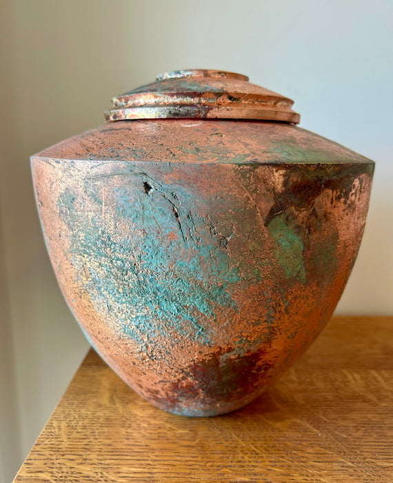 Maple Turned Urn with Patinated Copper Leaf 92 - angle 3