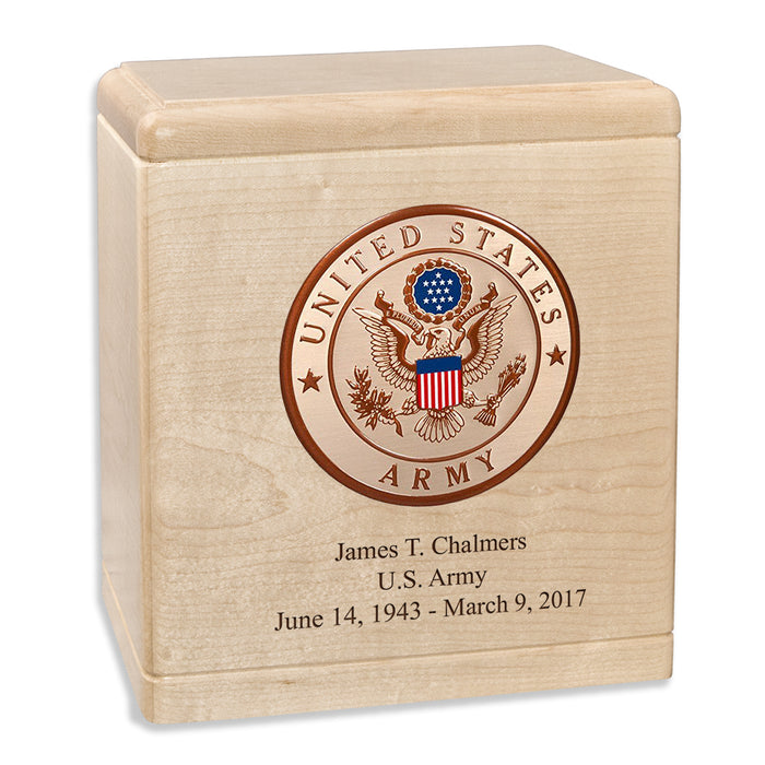 Freedom Solid Wood Military Cremation Urn Made in the USA