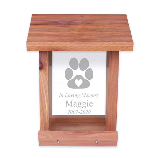 Personalized Pet Memorial Bird Feeder - Paw Print with Heart