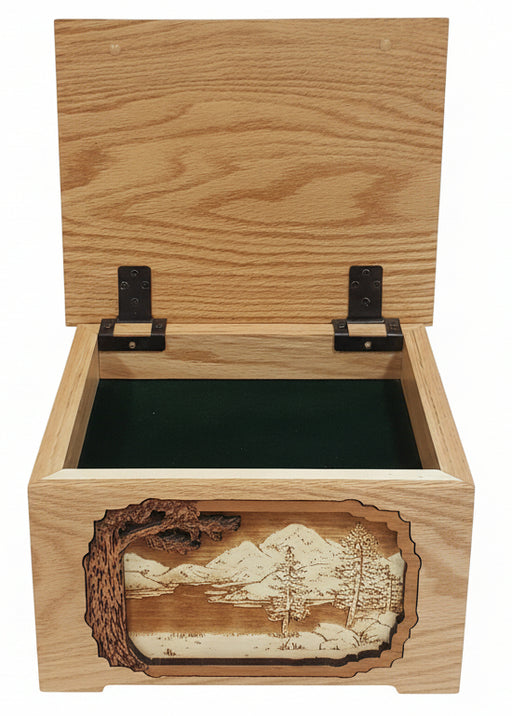 Mountain Lakes Memory Chest & Urn -Combo top compartment opened