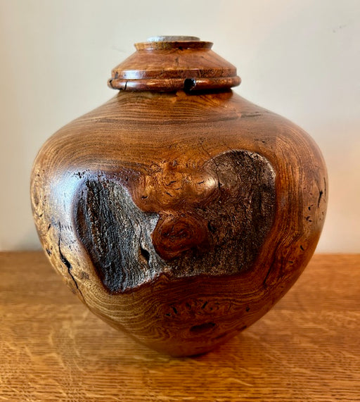 Mulberry Burl Wood Turned Urn 49- angle 2