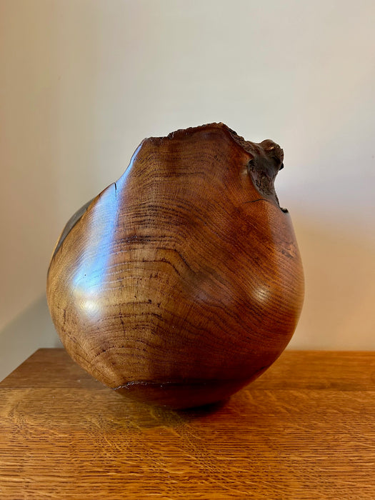 Mulberry Burl Wood Turned Urn with Metallic Epoxy - angle 3