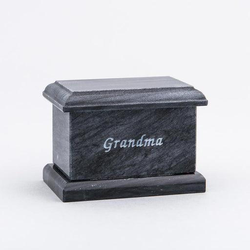 Evermore Rectangle Marble Keepsake Urn in Black with Inscription