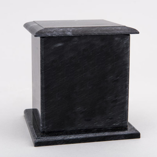 Medium Square Marble Pet Urn in Black