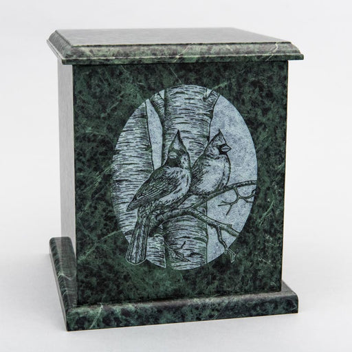 Evermore Square Marble Cremation Urn in Green - Personalized with CARDINALS 01