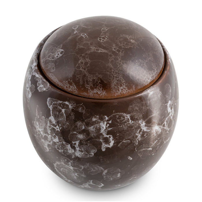 Neoteric Marbled Brown Ceramic Cremation Urn top view