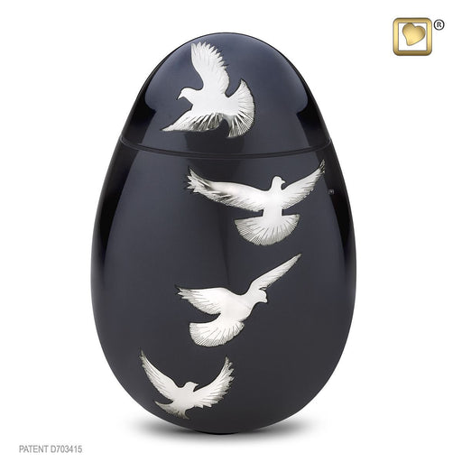 Nirvana Oval Brass Cremation Urn with Doves - Adult