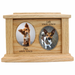Double Oval Photo Framed Wooden Pet Urn - oak