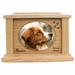Oval Photo Framed Wooden Pet Urn - oak