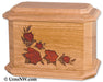 Roses Octagon Cremation Urn in nature cherry