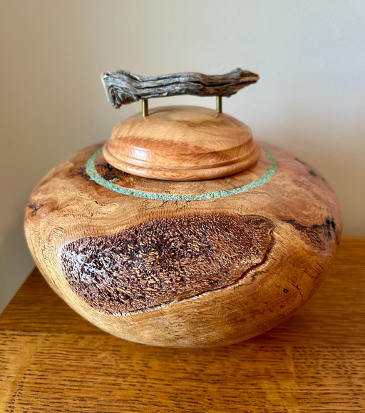 Pet Sized Burl Oak Turned Urn 85 - angle 2