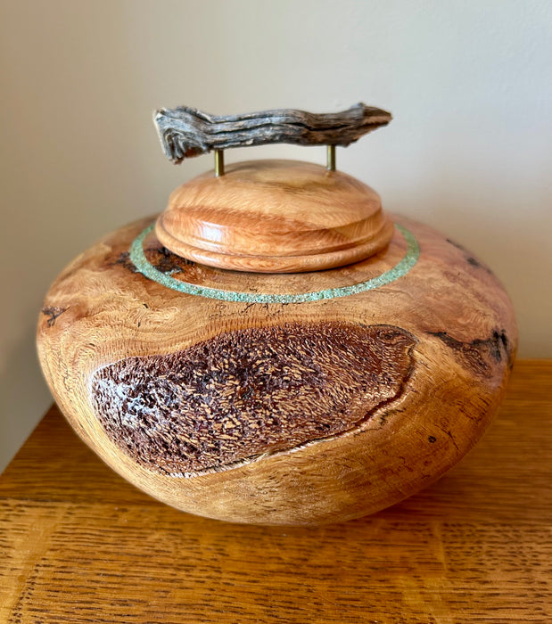 Pet Sized Burl Oak Turned Urn 85 - angle 2