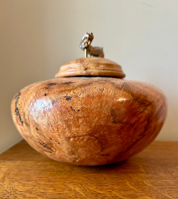 Pet Sized Burl Oak Turned Urn 85 - angle 3