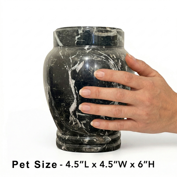 Zuri - Black Zebra Marble Urn - Pet Size