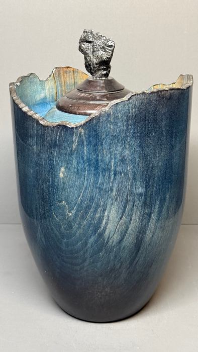 Pinnacle Maple Turned Urn with Blue Dye 34 - angle 2