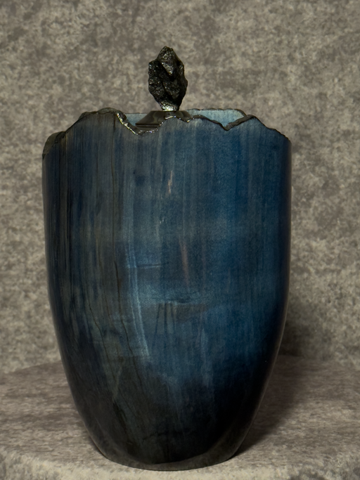 Pinnacle Maple Turned Urn with Blue Dye 34 - angle 2