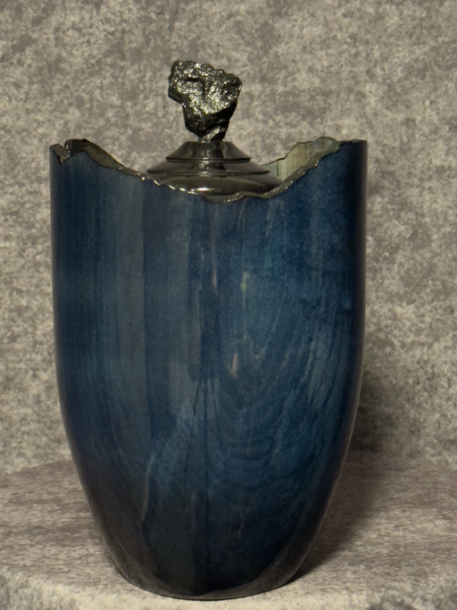 Pinnacle Maple Turned Urn with Blue Dye 34