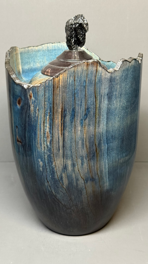 Pinnacle Maple Turned Urn with Blue Dye 34