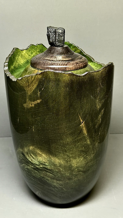 Pinnacle Maple Turned Urn with Green Dye 33 - Angle 2