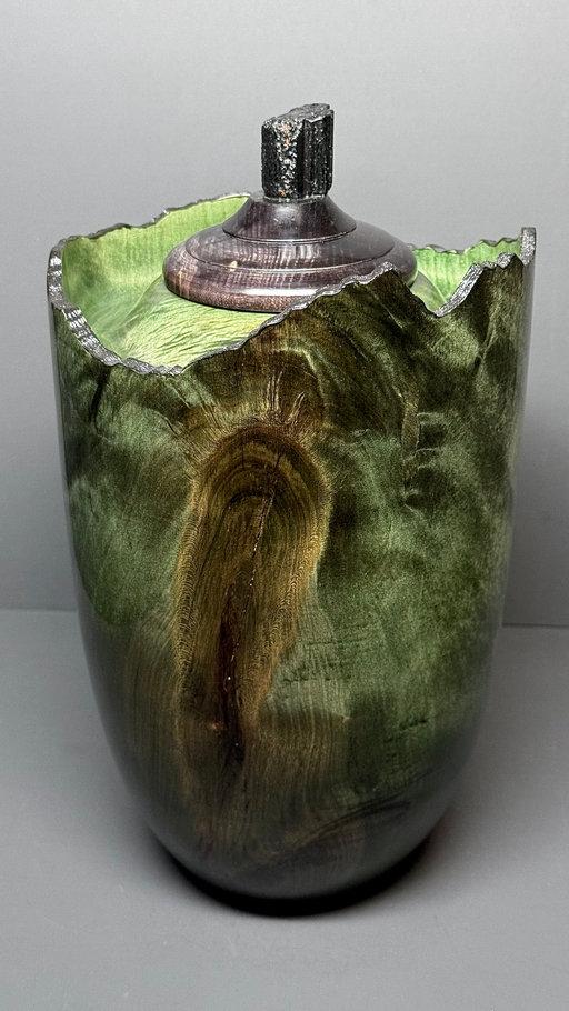 Pinnacle Maple Turned Urn with Green Dye 33