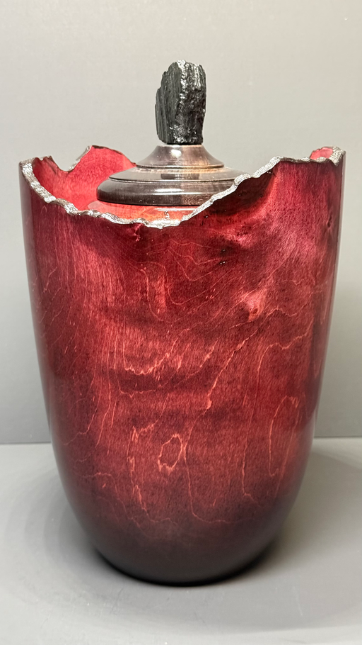 Pinnacle Maple Turned Urn with Purple Dye 32