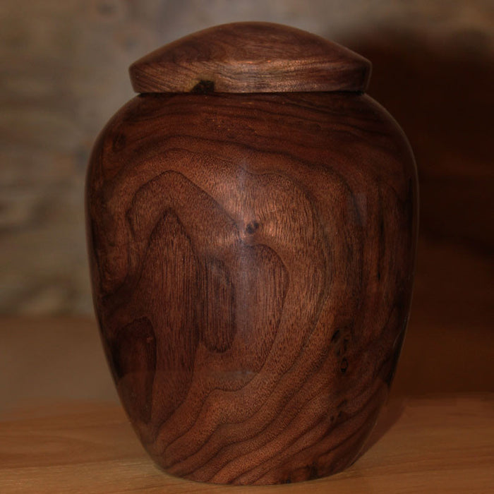 Hand Turned Cremation Urn in Walnut Wood