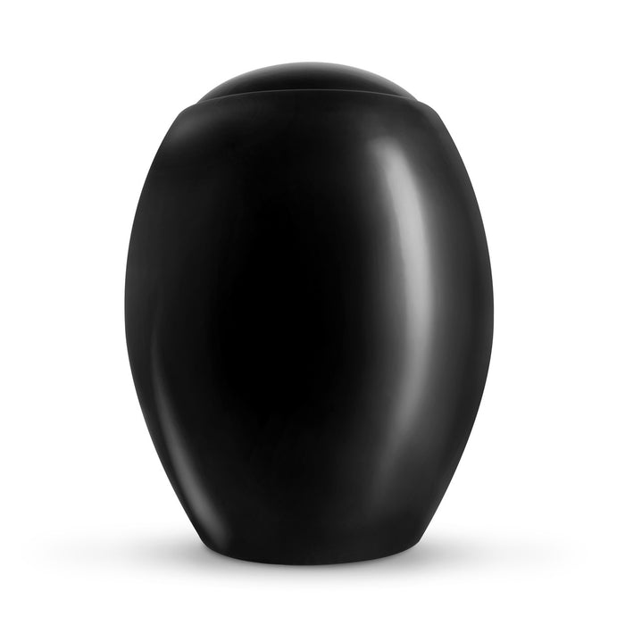 Pure Black Neoteric Ceramic Cremation Urn Front View