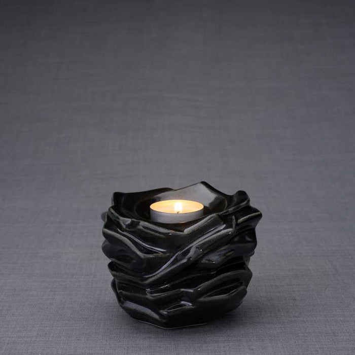 Radiance Tealight Candle Small Cremation Urn in Black Gloss