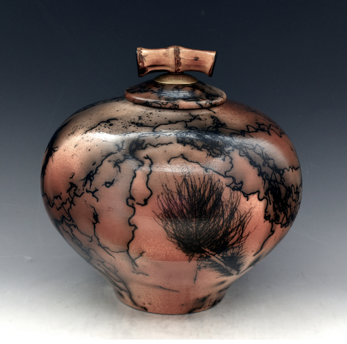Raku Horsehair Fired Urn 410