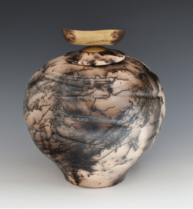 Raku Horsehair Fired Urn 423