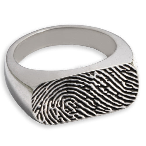 Enduring Rectangle Fingerprint Memorial Ring - Fingerprint Only