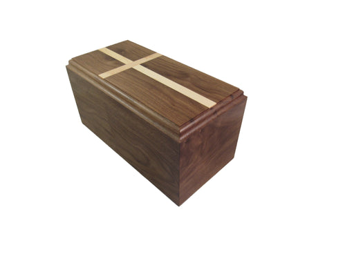 Rectangular Walnut Companion Urn with Maple Cross Inlay