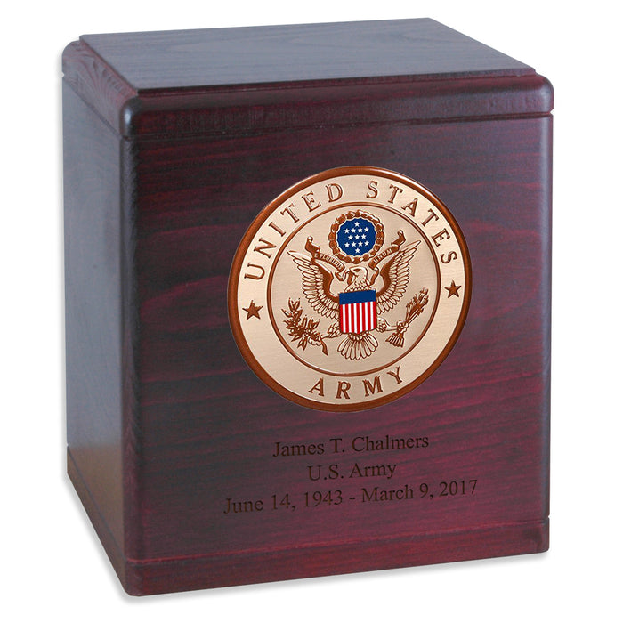 Freedom Solid Wood Military Cremation Urn Made in the USA