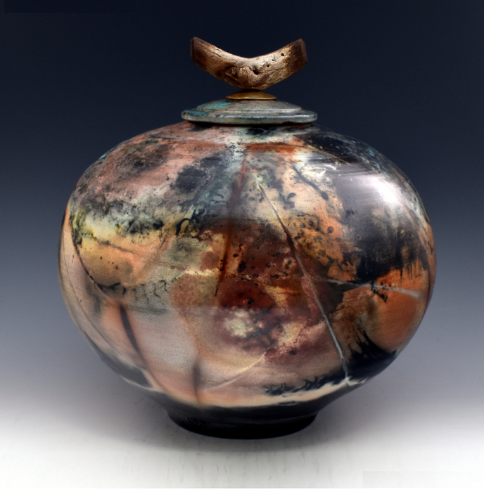 Hidden Blossom - Saggar Burnished Fired Urn 246