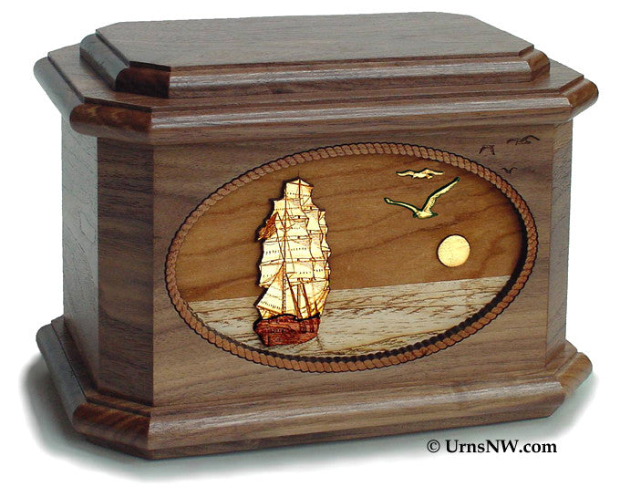 Sailing Ship scene in Walnut wood