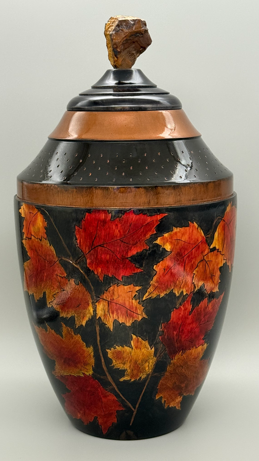 Seasons Maple Turned Urn with Black Dye 36