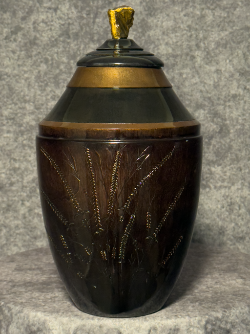 Seasons Maple Turned Urn with Brown Dye 35
